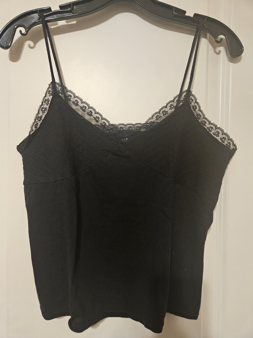 GAP Black Lace-Trim Spaghetti Strap Camisole